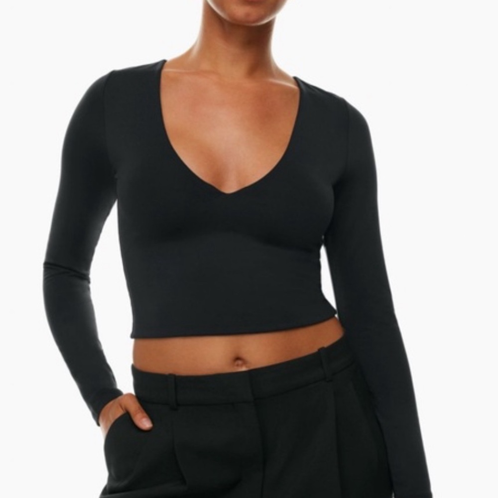 Aritiza Babaton SUPER SOFT v neck crop long sleeve